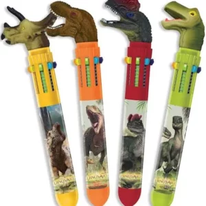 Bolígrafo 10 colores con cabeza de dinosaurio